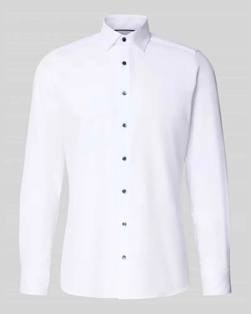 Olymp Slim Fit Business-Hemd mit Kentkragen Weiss