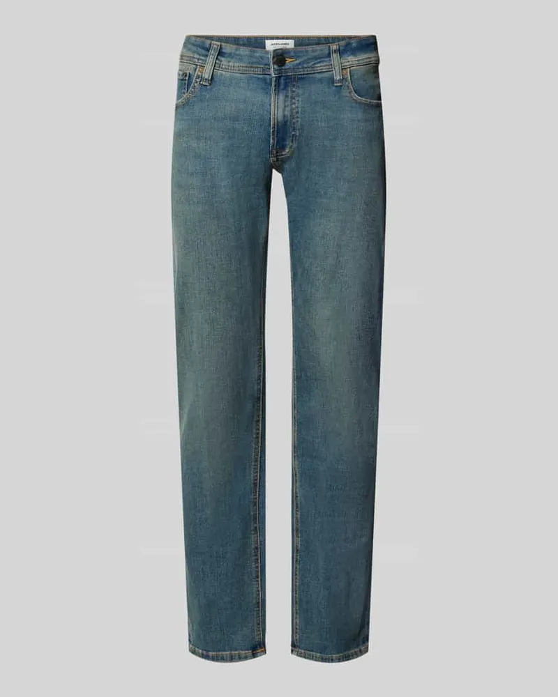 Jack & Jones Straight Fit Jeans mit Lyocell-Anteil Modell 'GLENN Jeansblau