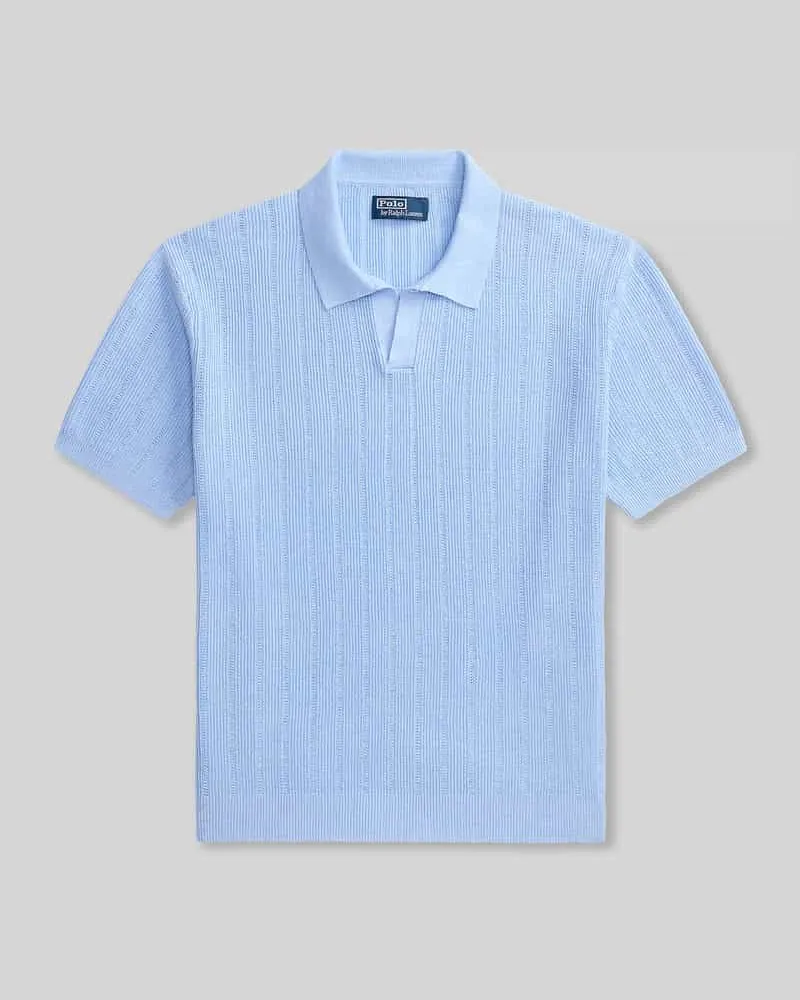 Ralph Lauren Relaxed Fit Poloshirt aus reinem Leinen Hellblau