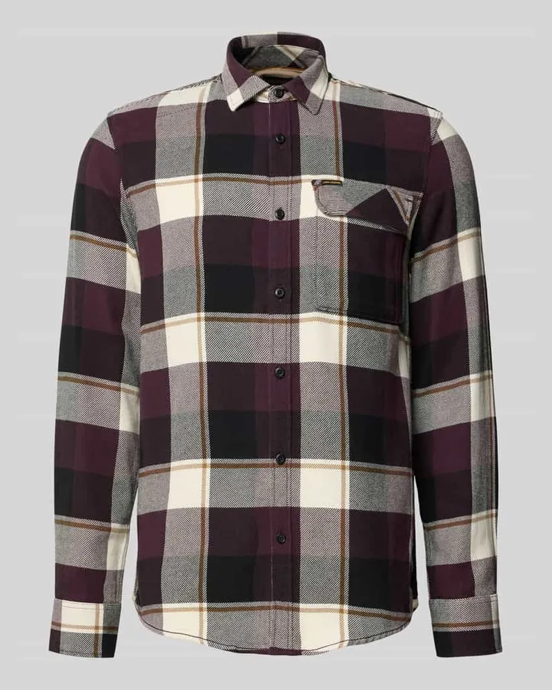 PME Legend Freizeithemd mit Knopfleiste Dunkelrot