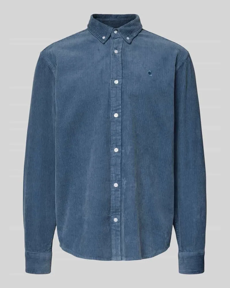 Carhartt WIP Regular Fit Freizeithemd in Cord-Optik Modell 'Madison Dunkelblau