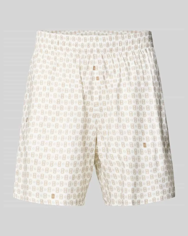 Lacoste Regular Fit Chinoshorts aus Baumwoll-Viskose-Mix Modell 'Aop Short Tenniscourt Offwhite