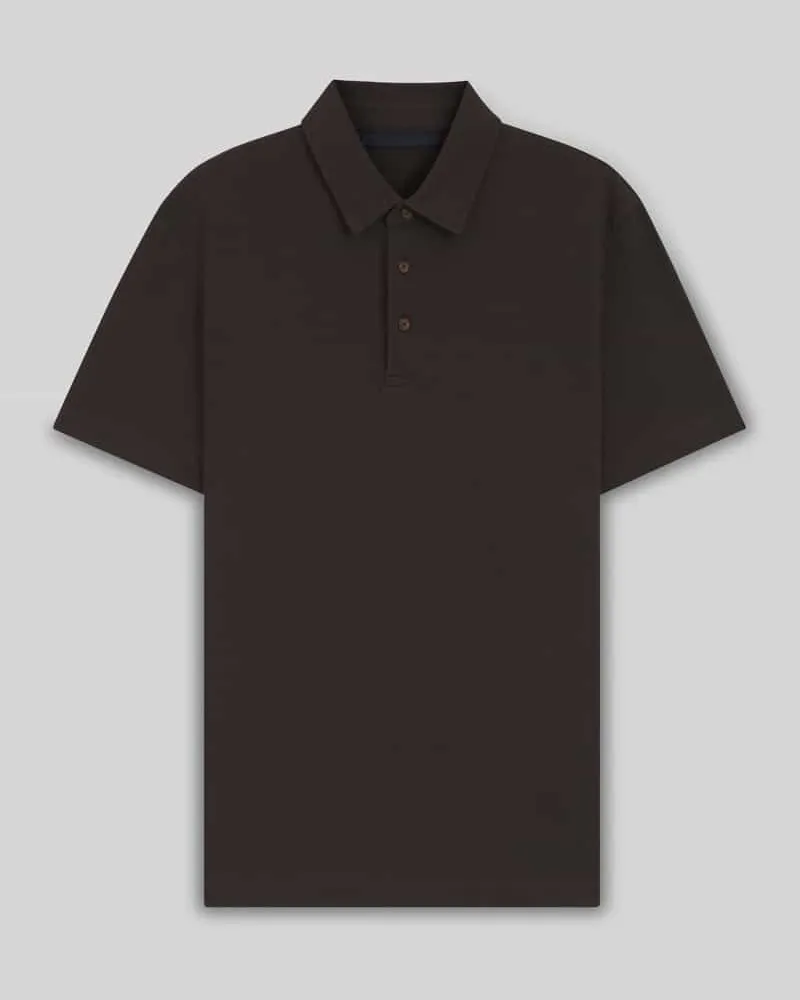 HUGO BOSS Regular Fit Poloshirt aus Baumwolle-Seiden-Mix Modell 'PARRIS' - BECKHAM x Dunkelbraun