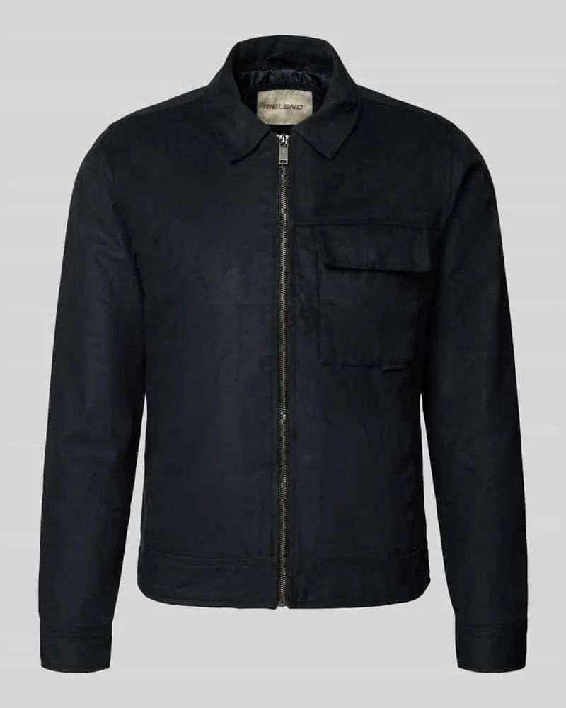 Blend Jacke in Leder-Optik mit Brusttasche Modell 'HELGER Black