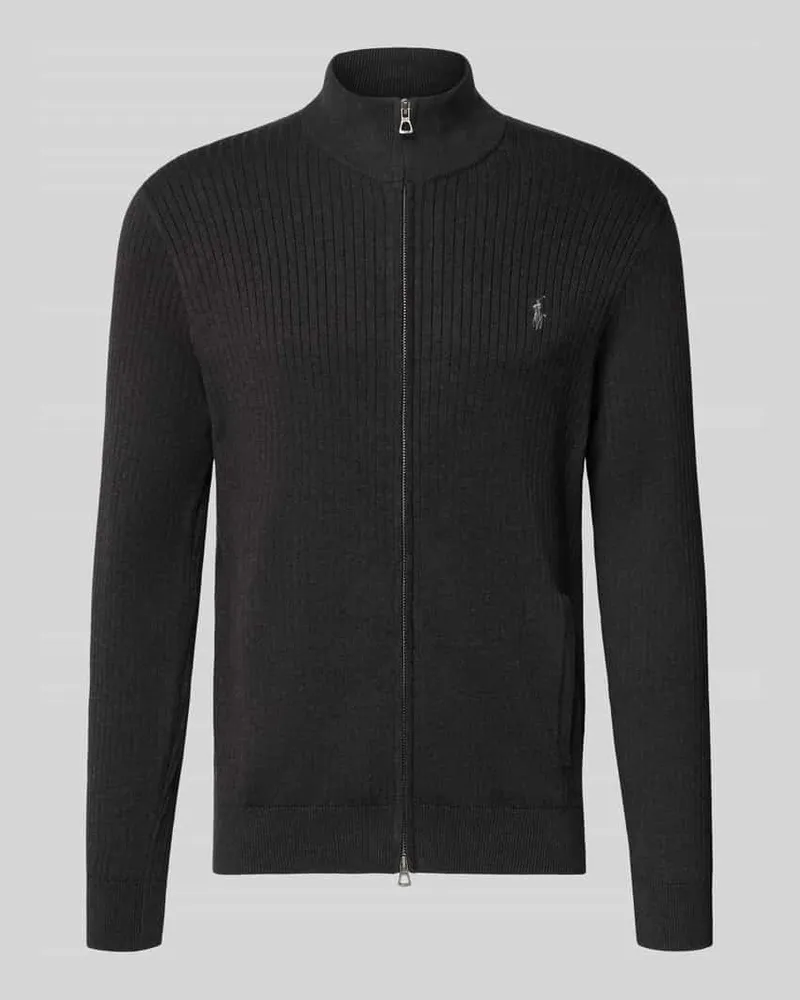 Ralph Lauren Strickjacke mit Reißverschluss Anthrazit