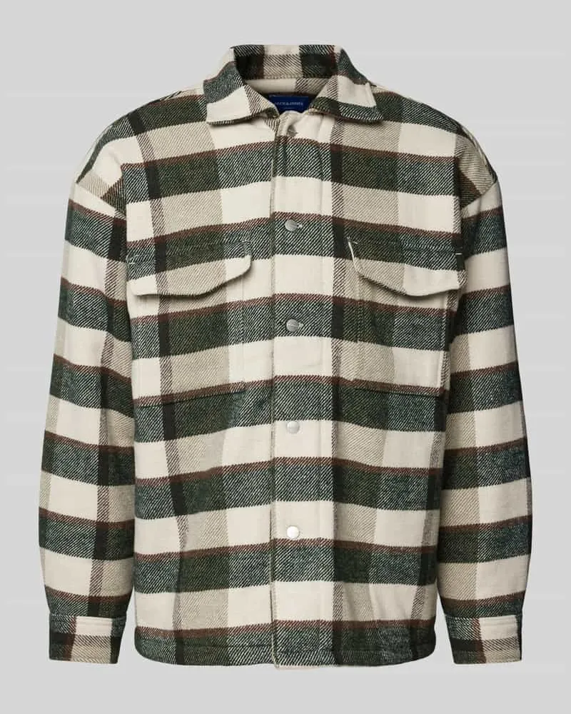 Jack & Jones Regular Fit Hemdjacke mit Woll-Anteil Offwhite