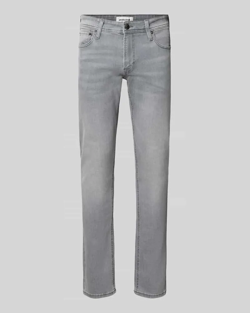 Jack & Jones Slim Fit Jeans aus Baumwoll-Mix Modell 'Glenn Mittelgrau