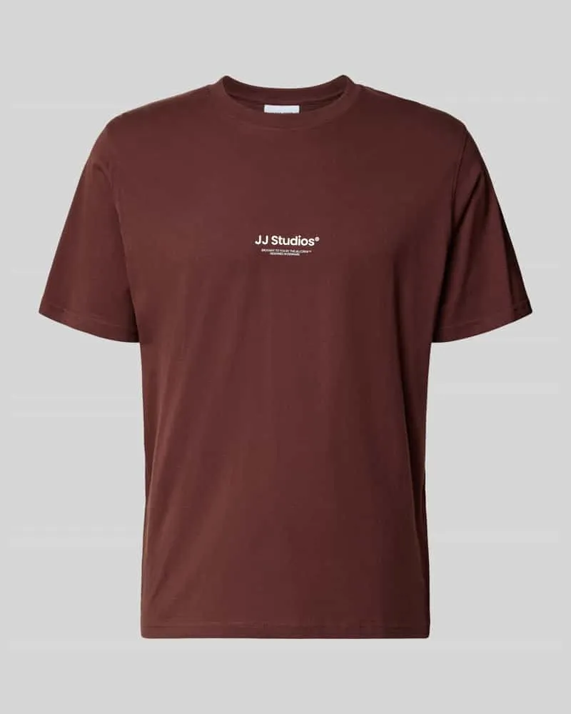 Jack & Jones Regular Fit T-Shirt mit Logo-Print Modell 'Soho Bordeaux