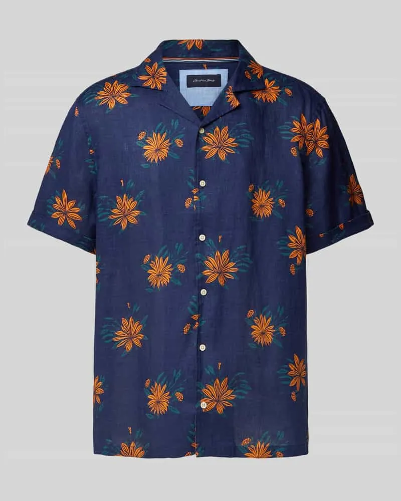Christian Berg Loose Fit Freizeithemd aus reinem Leinen Marine