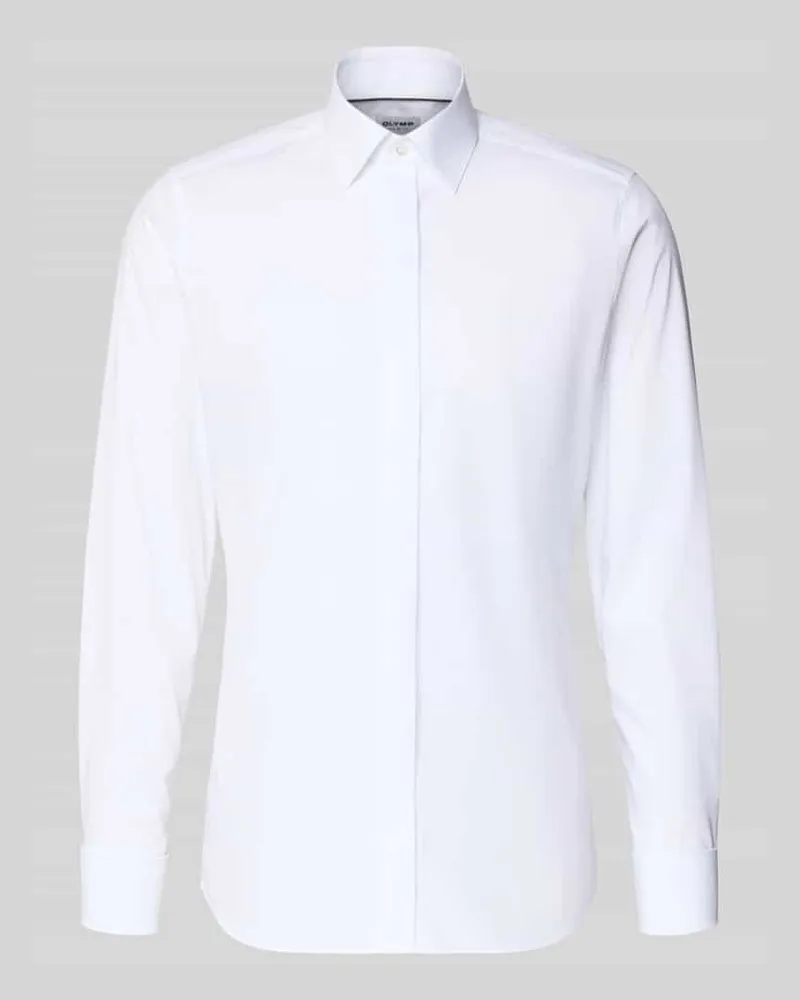 Olymp Slim Fit Smokinghemd aus Baumwolle mit Stretch-Anteil Weiss
