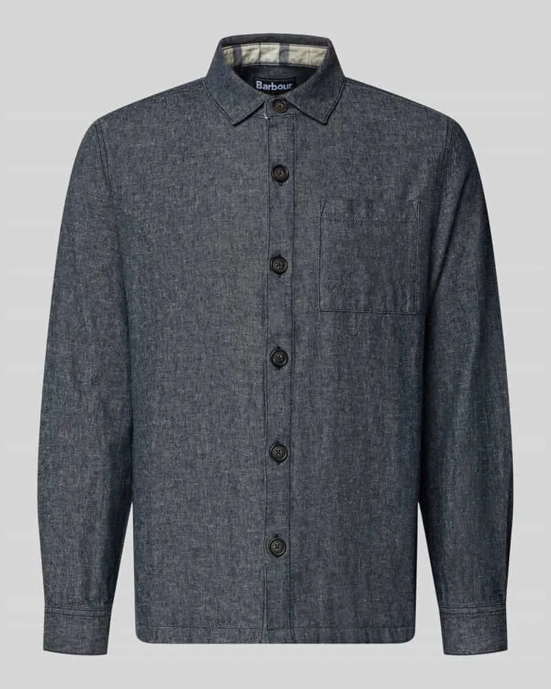 Barbour Regular Fit Hemdjacke aus Leinen-Baumwoll-Mix Modell 'STILLWATER Marine