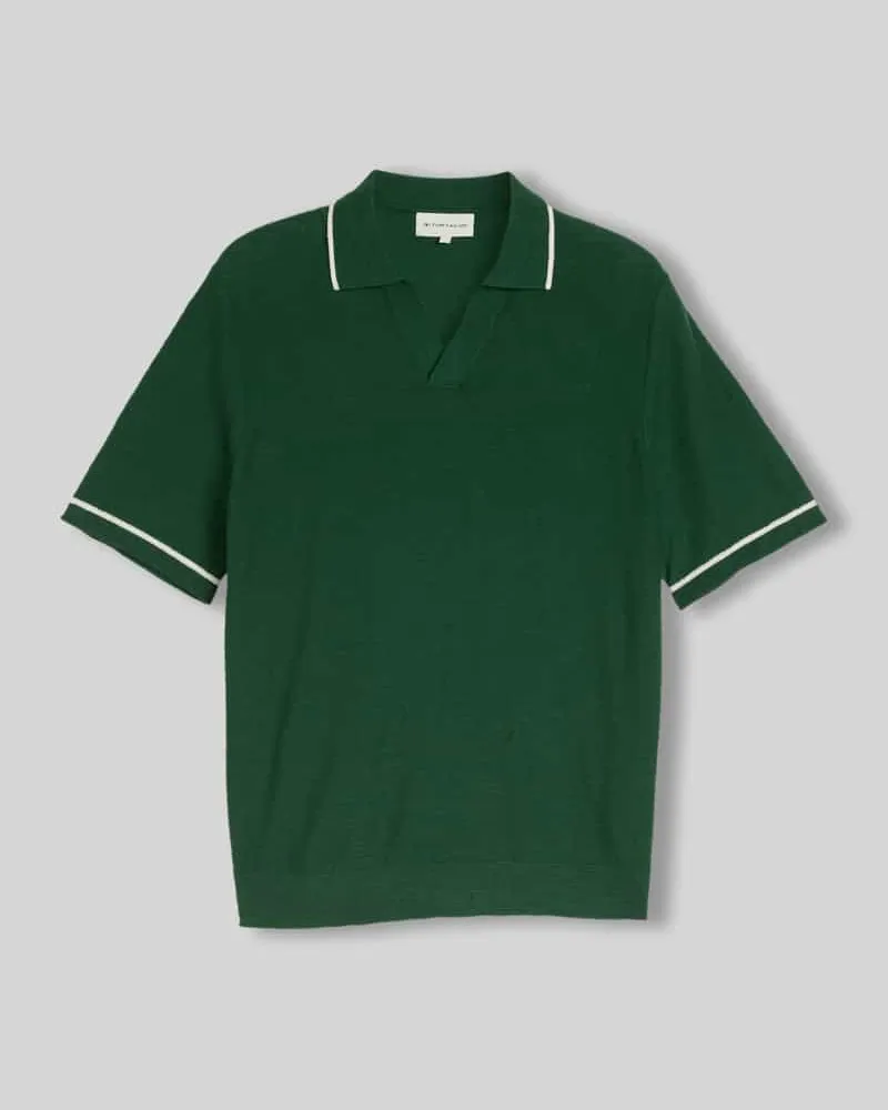 Tom Tailor Regular Fit Poloshirt aus reiner Baumwolle in Strickoptik Dunkelgruen