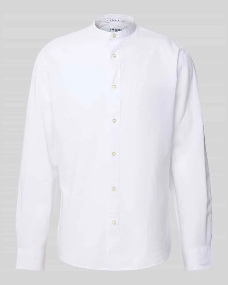 Selected Homme Regular Fit Freizeithemd aus Baumwoll-Leinen-Mix Modell 'REGNEW 
