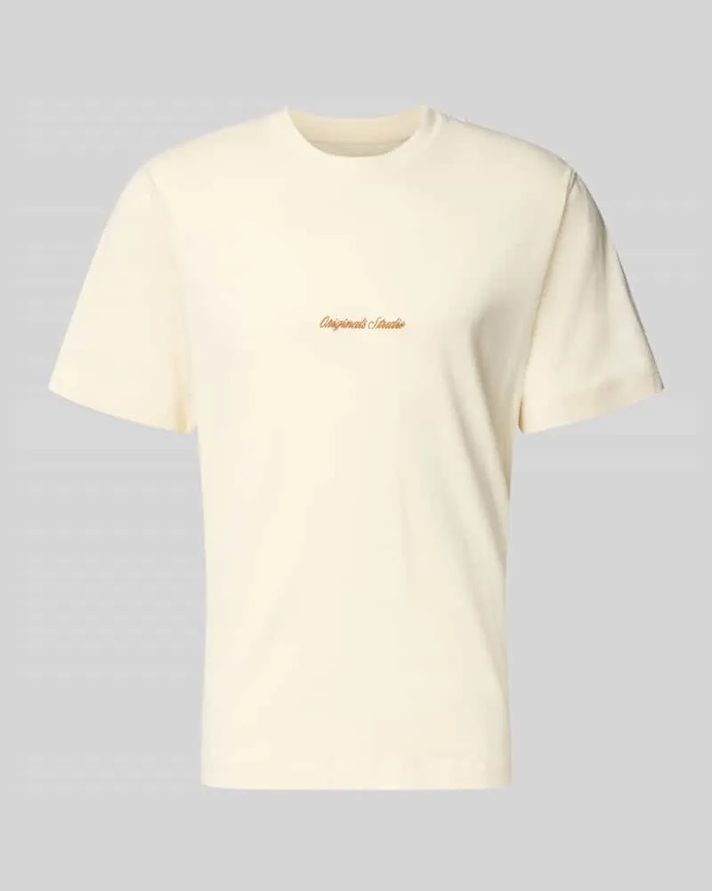 Jack & Jones T-Shirt mit Label-Stitching Modell 'NORREBRO Offwhite