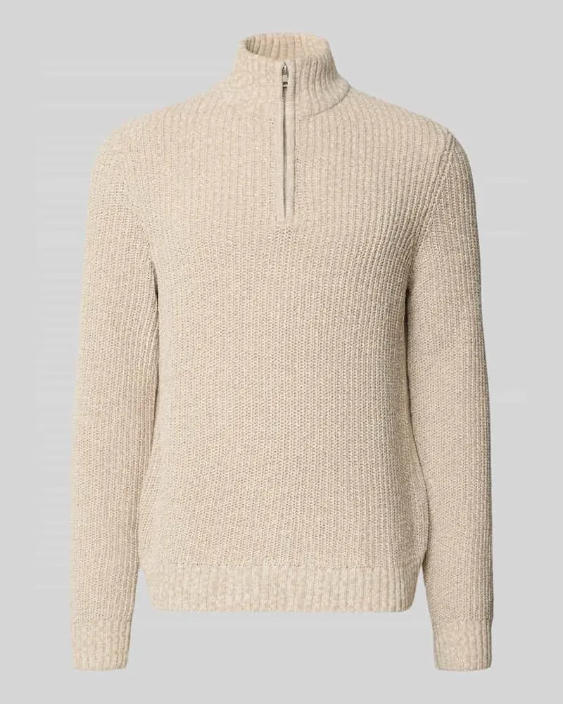 Only & Sons Regular Fit Troyer mit kurzem Reißverschluss Modell 'JOIN Beige