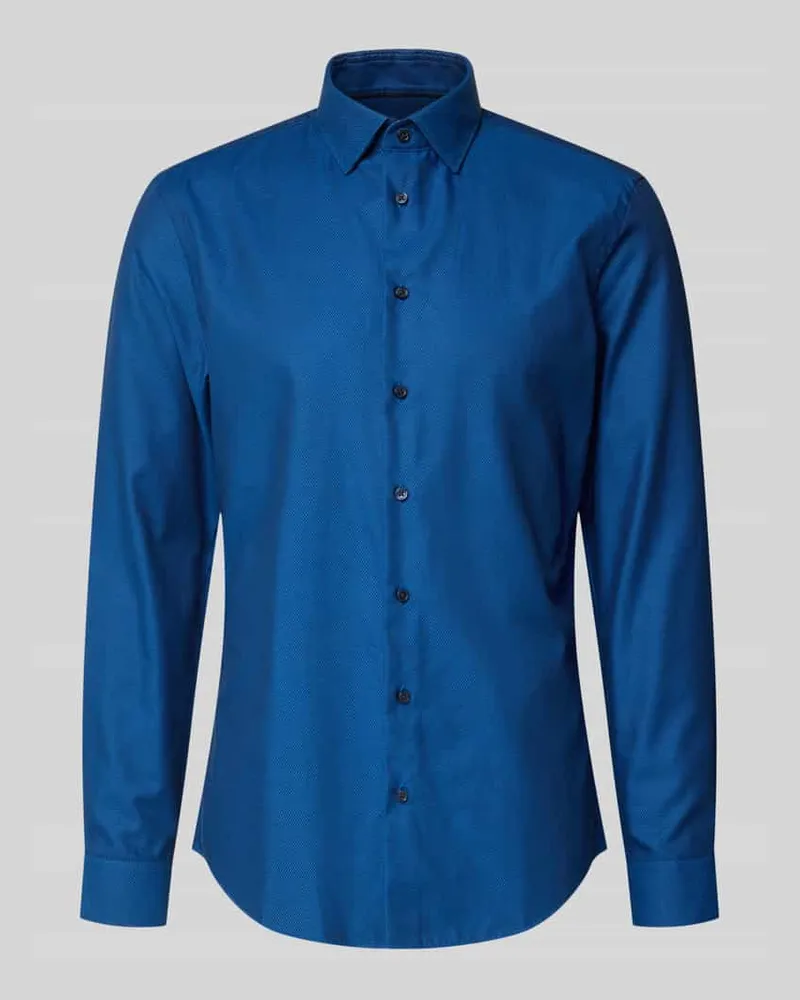 JAKE*S Slim Fit Business-Hemd mit Kentkragen Marine