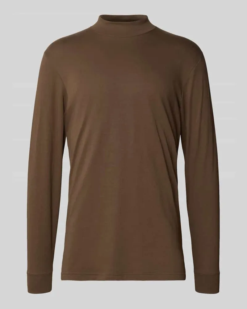 Ragman Longsleeve mit gerippten Abschlüssen Dunkelbraun