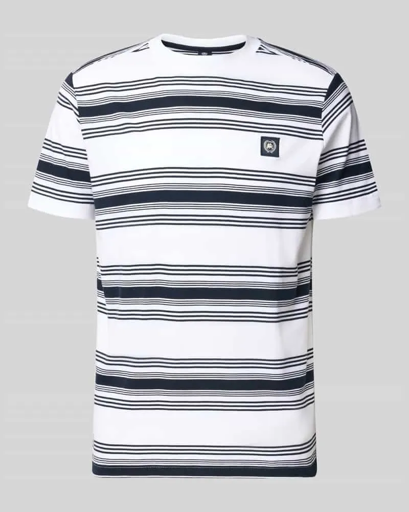 Lerros T-Shirt mit Label-Patch und Rundhalsausschnitt Offwhite