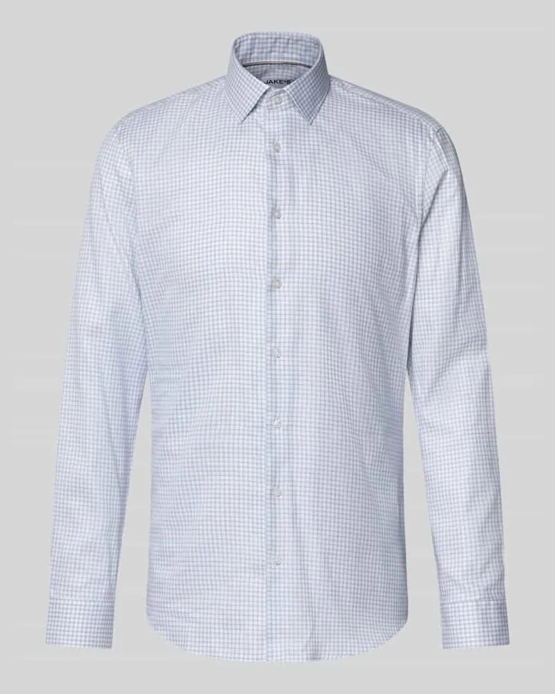 JAKE*S Super Slim Fit Businesshemd aus reiner Baumwolle Hellblau