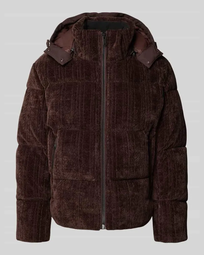 HUGO BOSS Pufferjacke mit abnehmbarer Kapuze Schoko