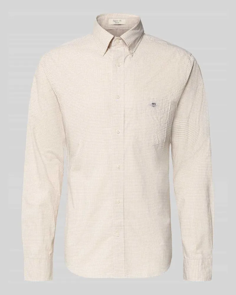 Gant Slim Fit Freizeithemd mit Logo-Stitching Beige