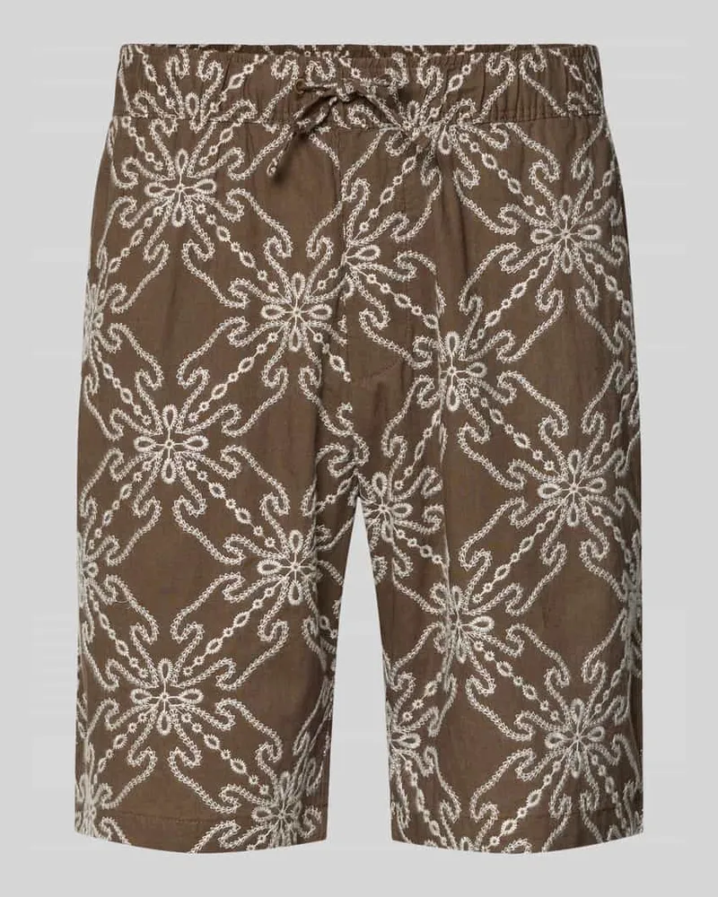 McNeal Shorts aus Leinen-Mix mit elastischem Bund und Kordelzug Mittelbraun