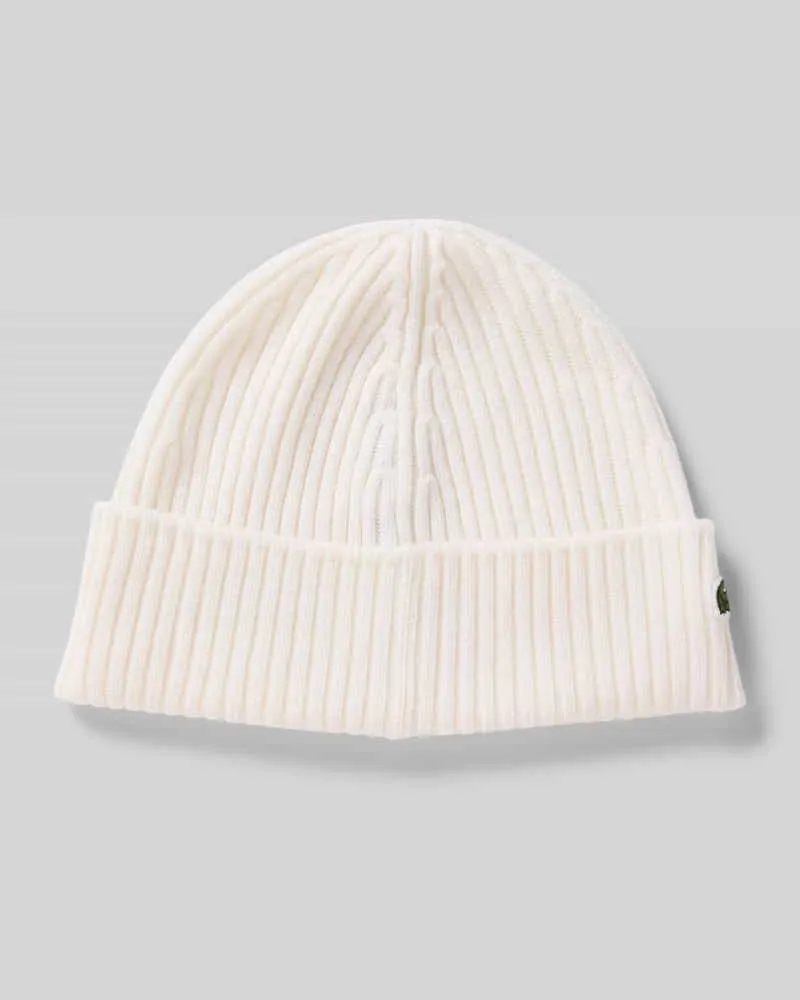 Lacoste Mütze aus reiner Wolle Offwhite