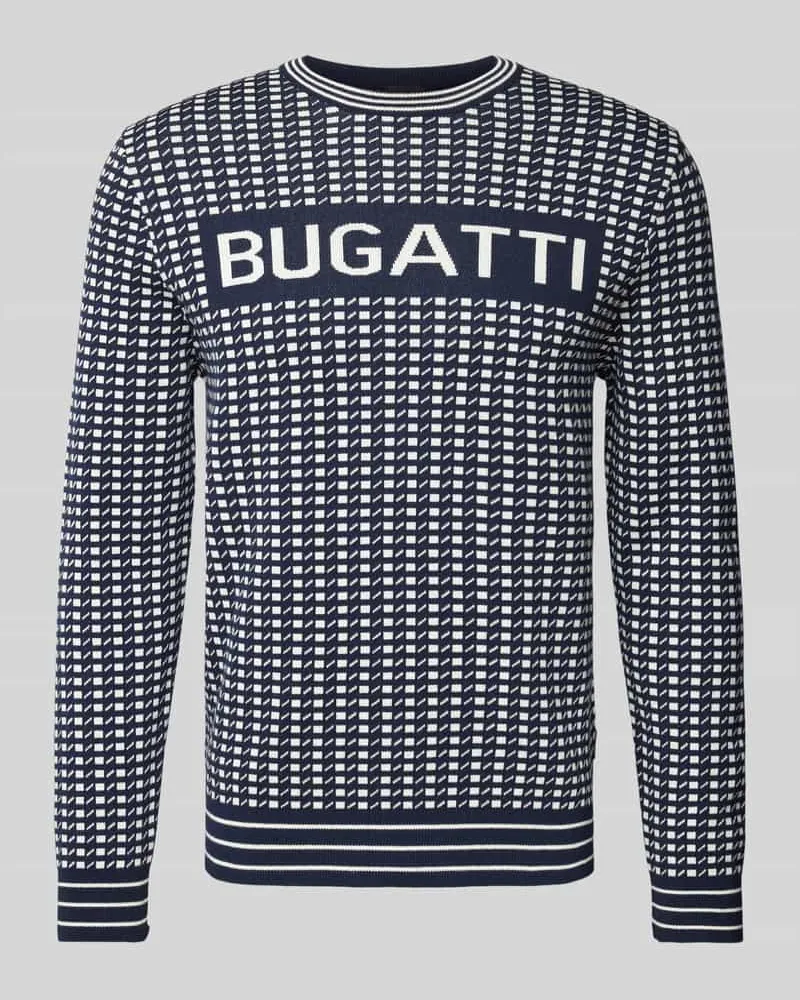 Bugatti Strickpullover mit Label-Print Oliv