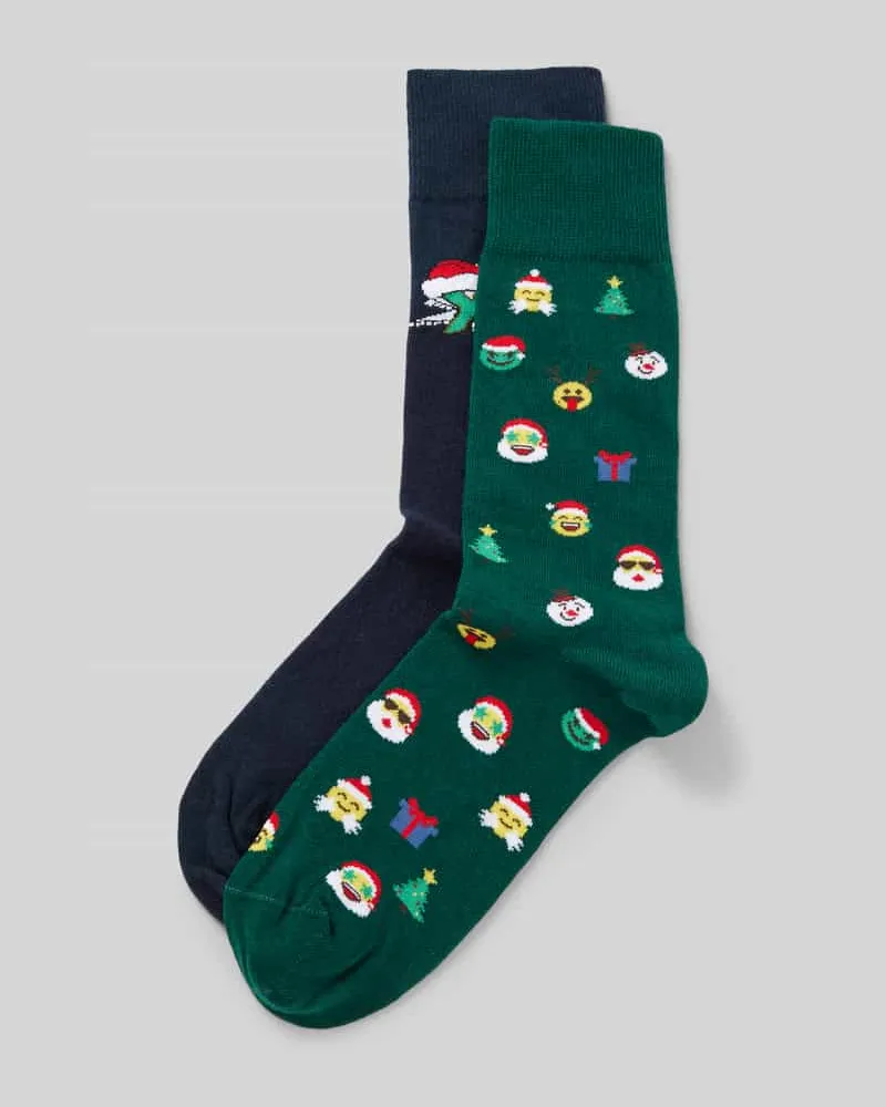 Christian Berg Socken mit Motiv-Stitching im 2er-Pack 