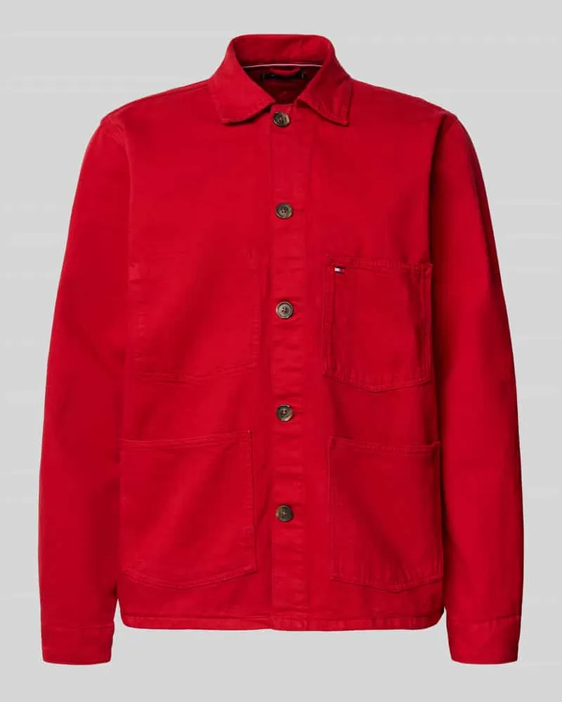 Tommy Hilfiger Regular Fit Hemdjacke aus reiner Baumwolle Rot