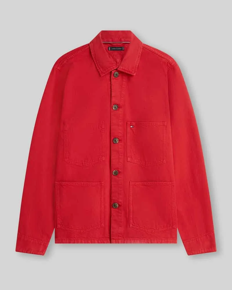 Tommy Hilfiger Regular Fit Hemdjacke aus reiner Baumwolle Rot
