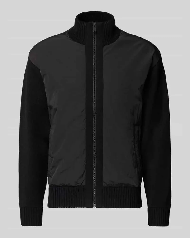HUGO BOSS Regular Fit Strickjacke mit Schurwoll-Anteil Modell 'KORADO Black