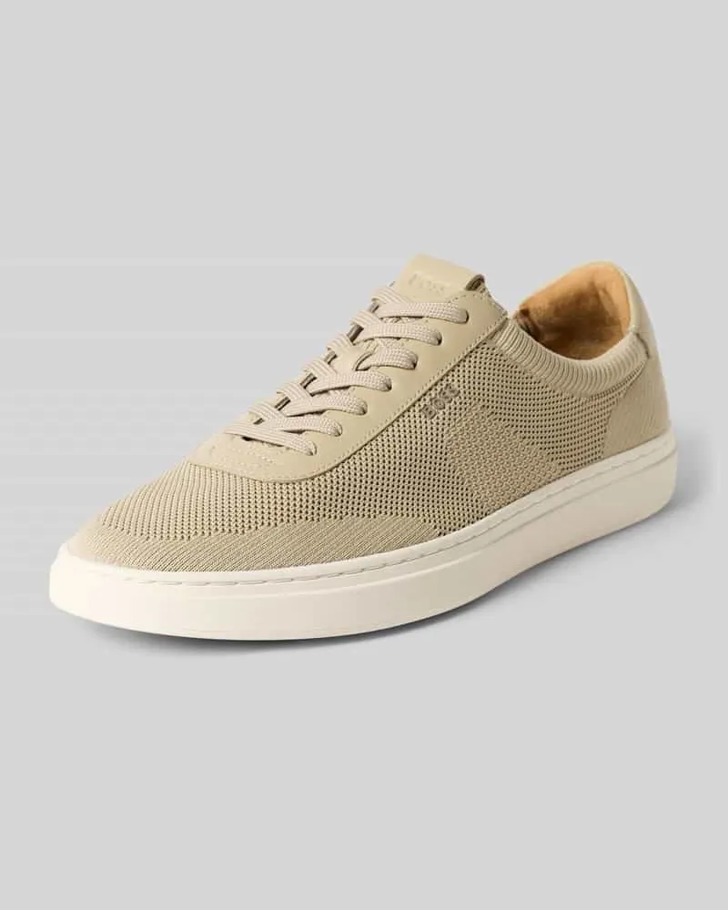 HUGO BOSS Low Top Sneaker mit Echtleder-Besatz Modell 'KIERAN Beige