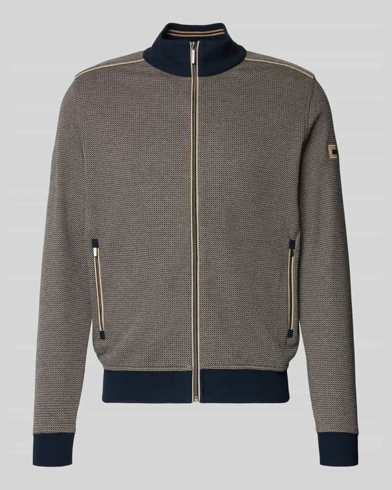 Bugatti Sweatjacke mit Reißverschluss und Label-Detail Marine