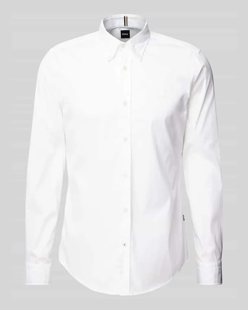 HUGO BOSS Slim Fit Business-Hemd mit Kentkragen Modell 'Roan Weiss