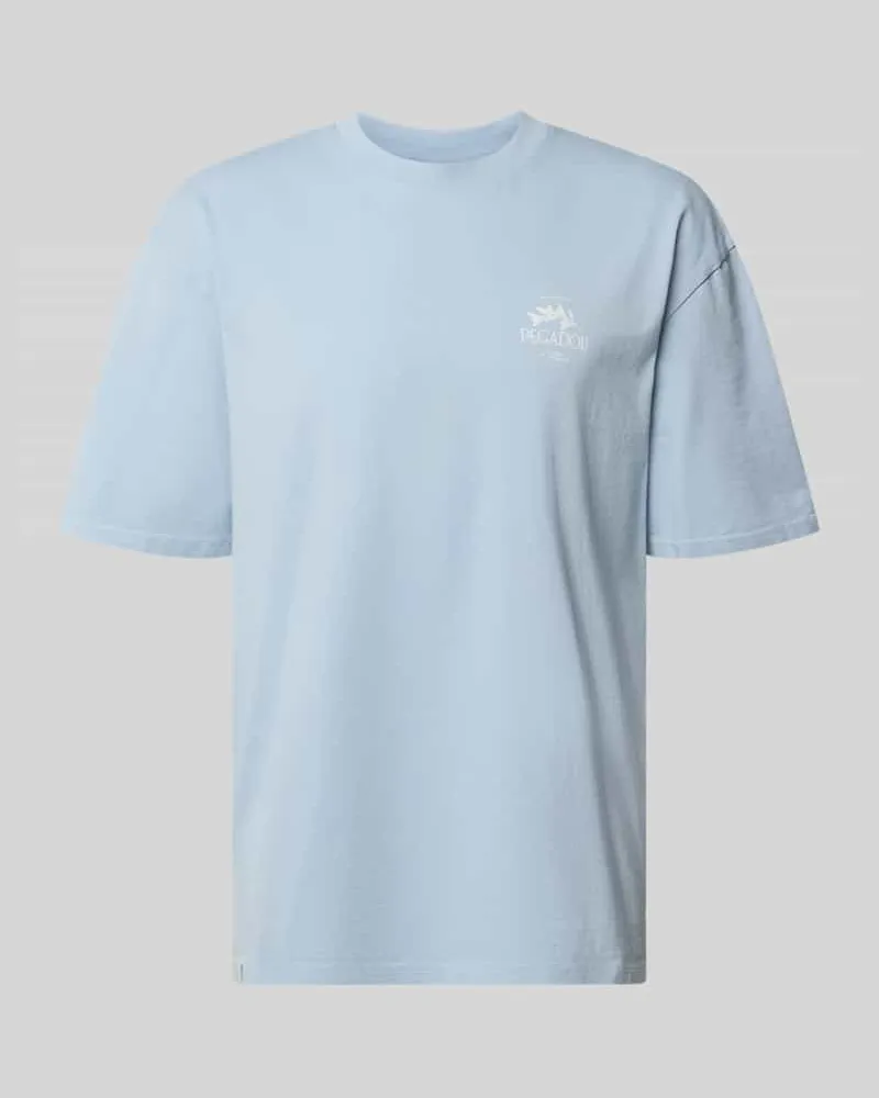 PEGADOR Oversized T-Shirt mit Backprint und Rundhalsausschnitt Hellblau