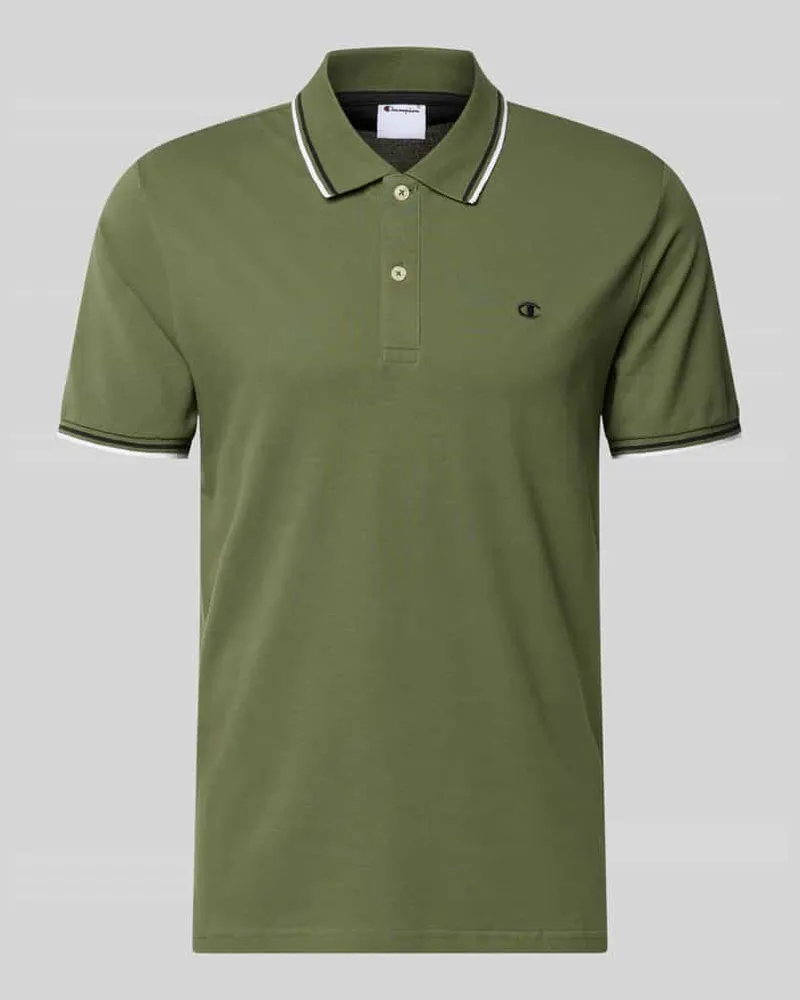 Champion Slim Fit Poloshirt mit Label-Stitching Oliv