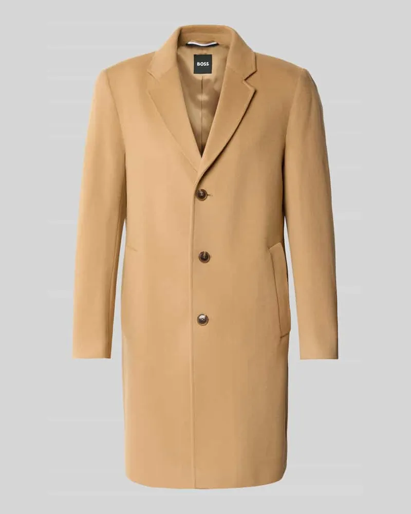 HUGO BOSS Slim Fit Wollmantel mit Reverskragen Modell 'HYDE Camel