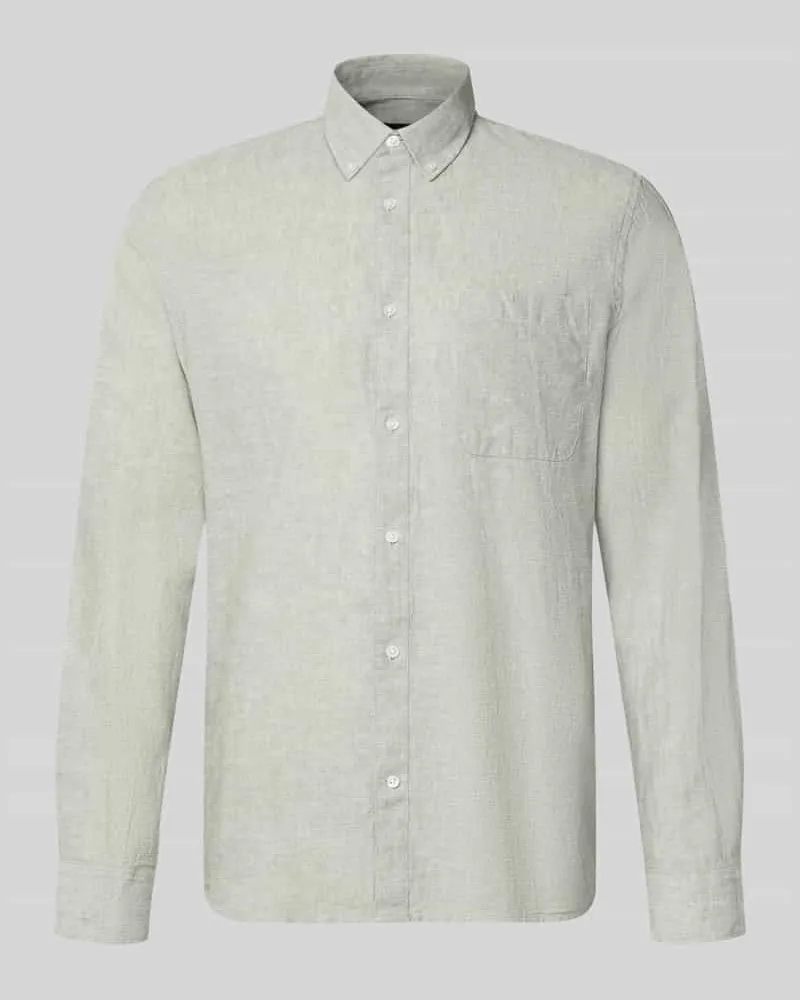 Matinique Regular Fit Freizeithemd mit Leinen-Anteil Hellgruen