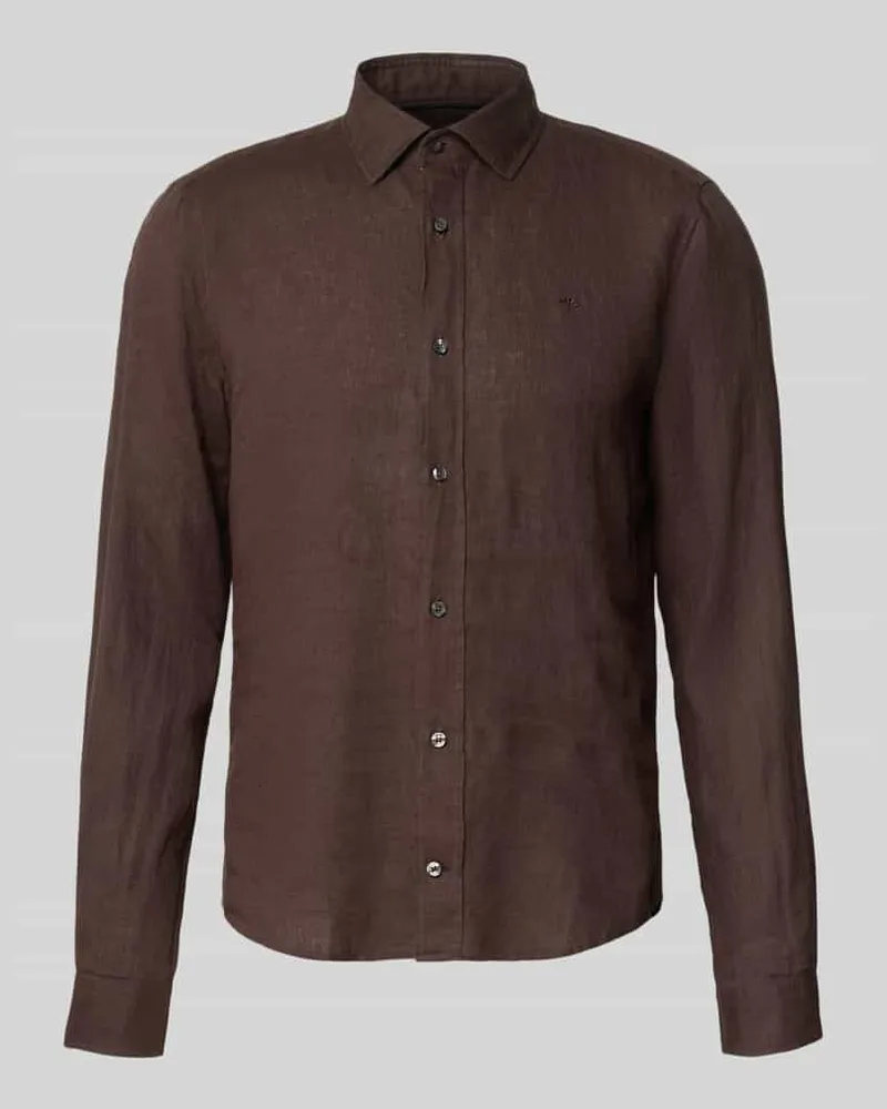 JOOP! Causal Fit Leinenhemd mit Kentkragen Modell 'Mike Schoko