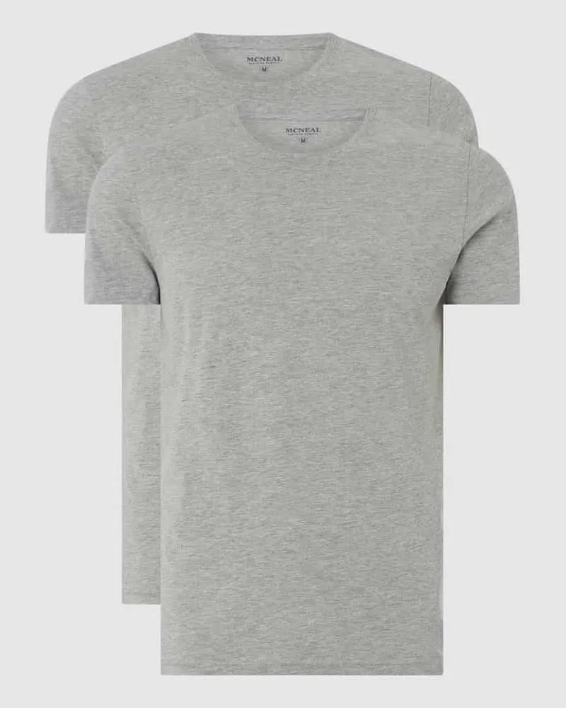 McNeal T-Shirt mit Viskose-Anteil im 2er-Pack Hellgrau