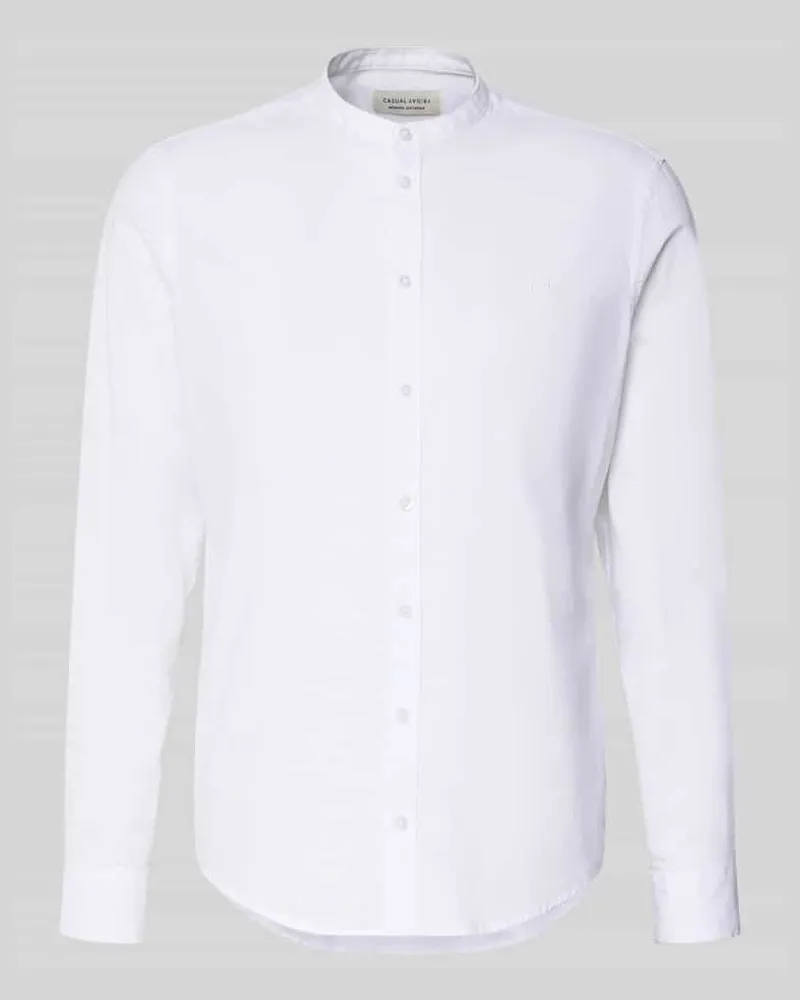 Casual Friday Slim Fit Freizeithemd mit Stehkragen Modell 'Anton Weiss