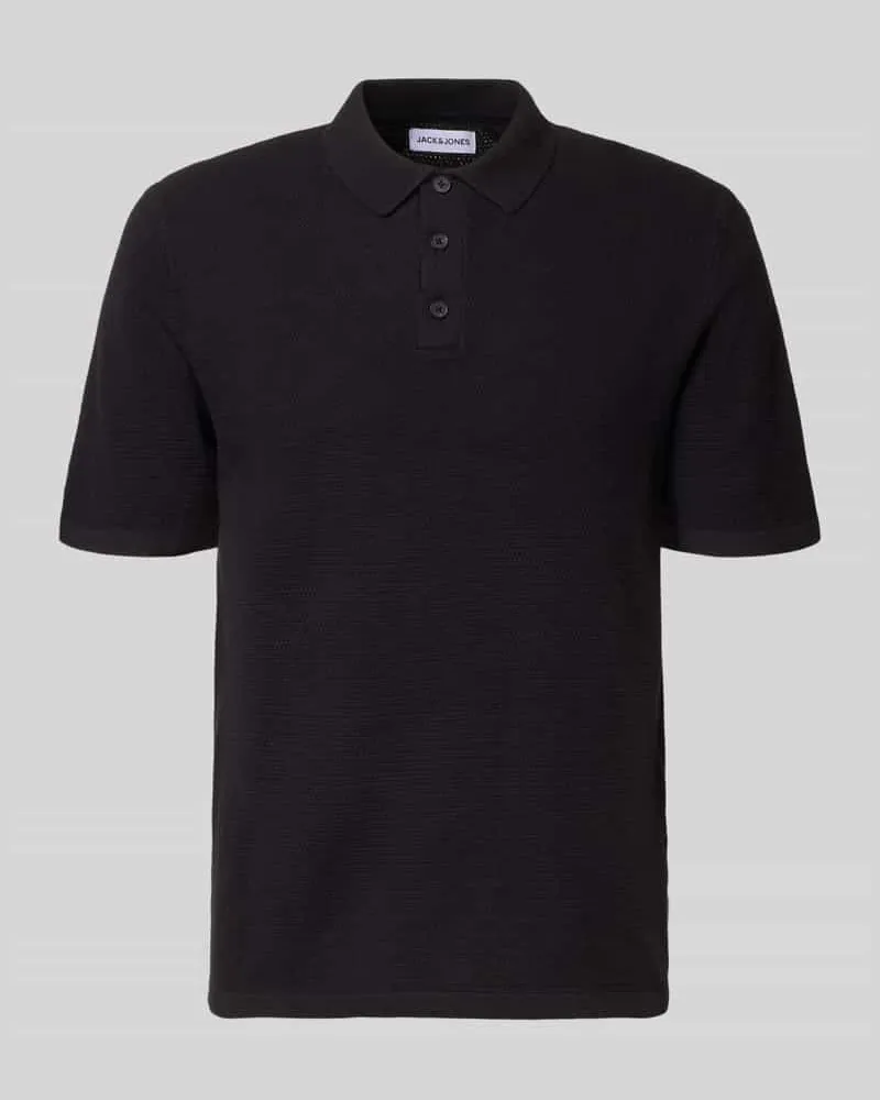 Jack & Jones Regular Fit Poloshirt mit Strukturmuster Modell 'GEORGE Black