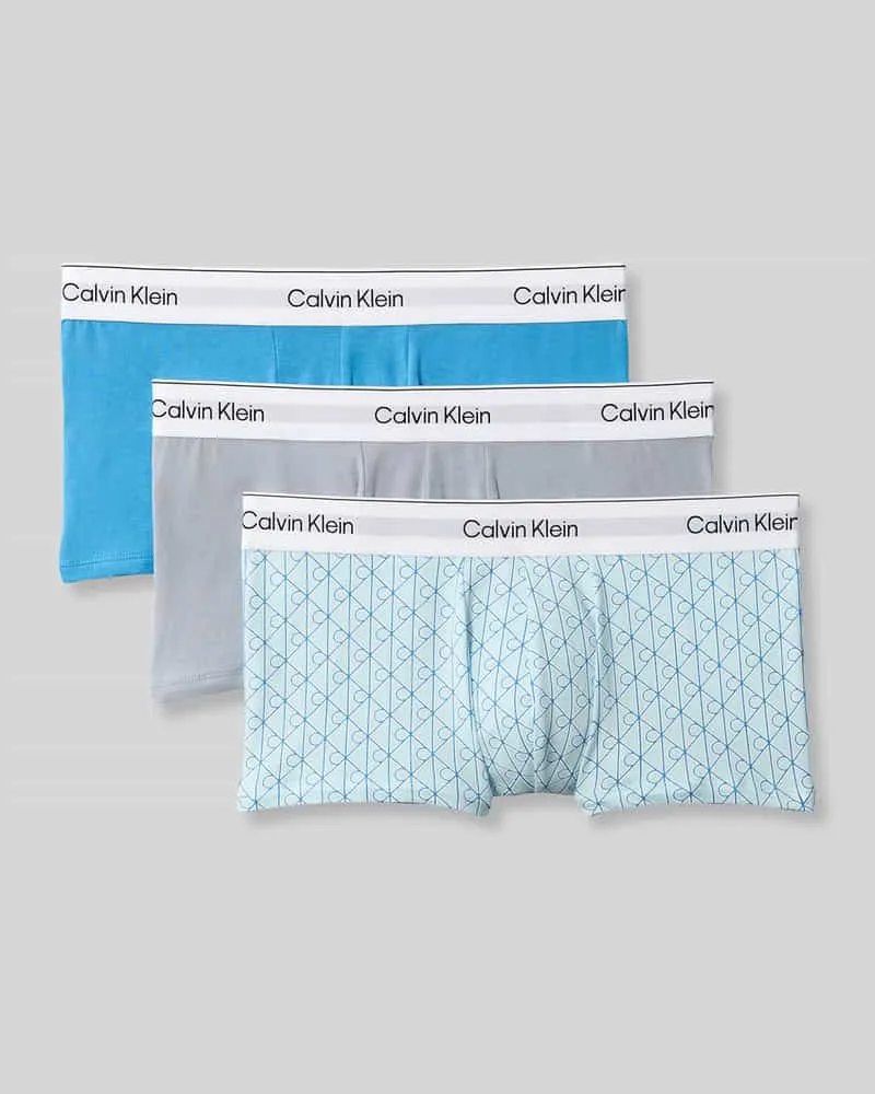 Calvin Klein Slim Fit Trunks aus Baumwoll-Mix im 3er-Pack Blau