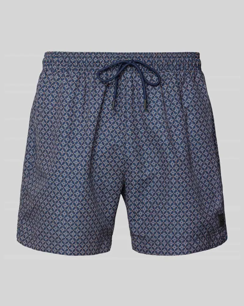 HUGO BOSS Badehose mit Allover-Muster Modell 'VIBE Marine