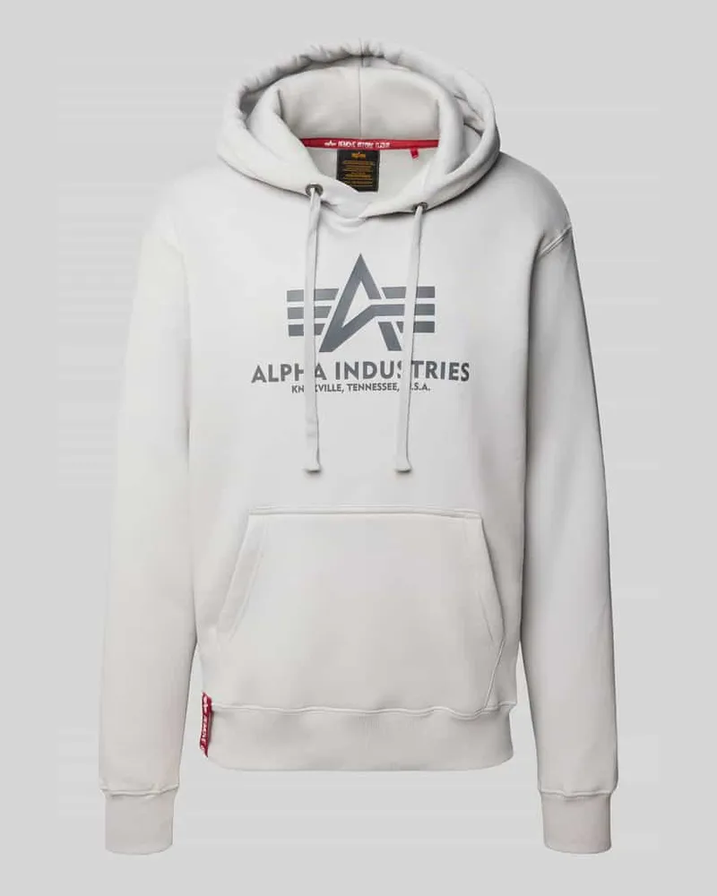 Alpha Industries Hoodie mit Label-Print Hellgrau