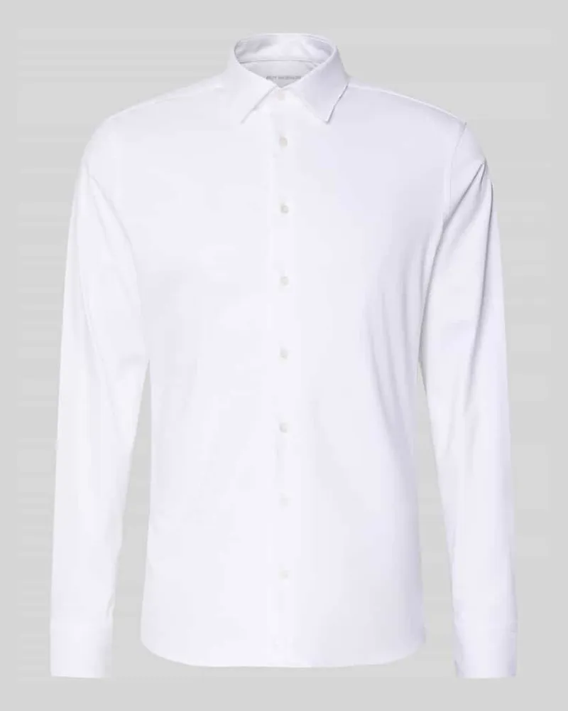 Roy Robson Slim Fit Business-Hemd mit Kentkragen Weiss