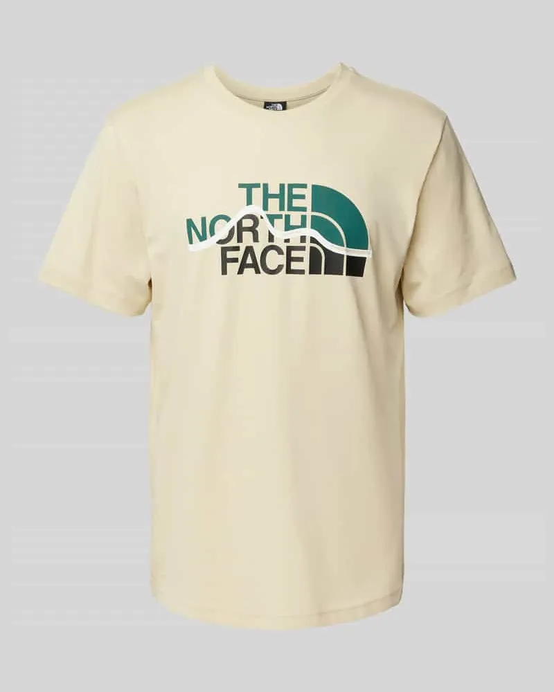 The North Face T-Shirt mit Label-Print Modell 'MOUNTAIN LINE Beige