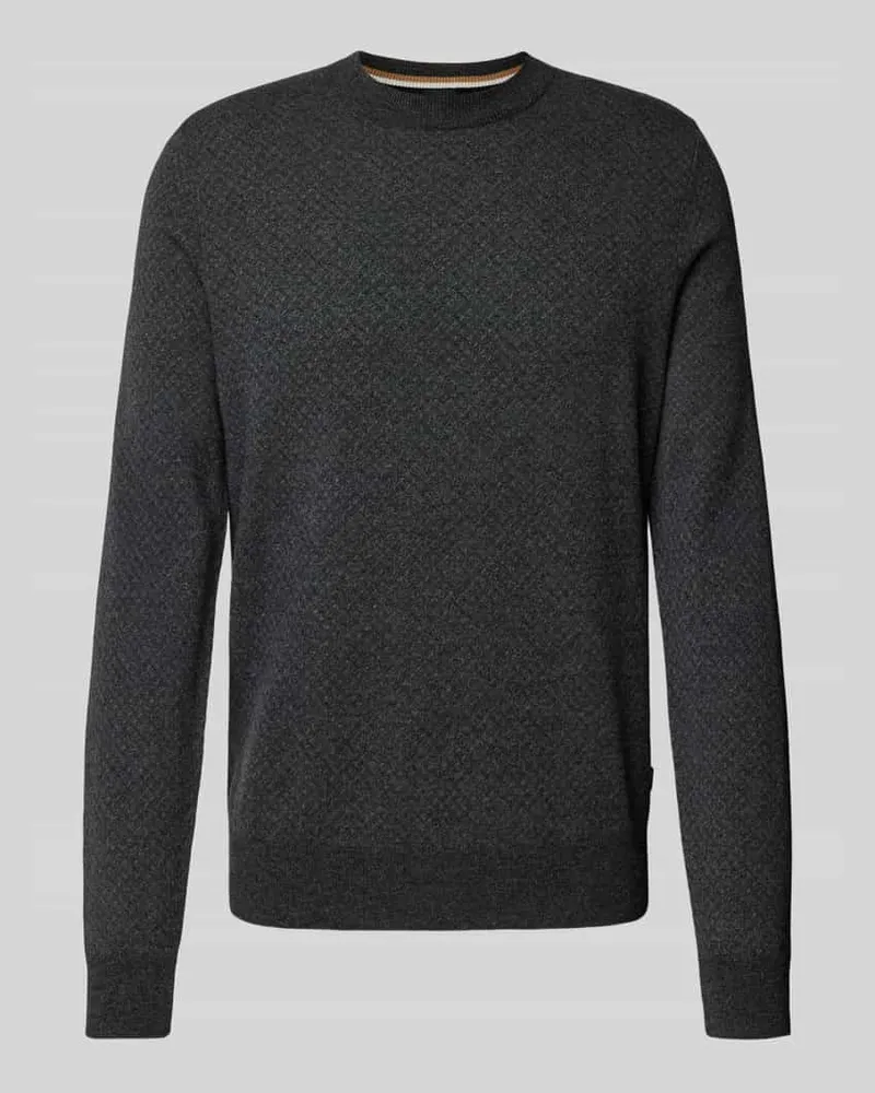 HUGO BOSS Strickpullover mit gerippten Abschlüssen Modell 'Eltoro 