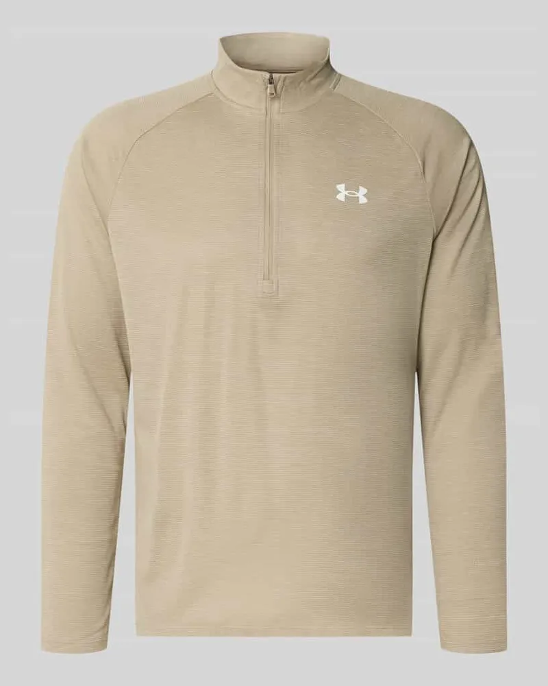 Under Armour Regular Fit Sport-Langarmshirt mit Label-Print Khaki